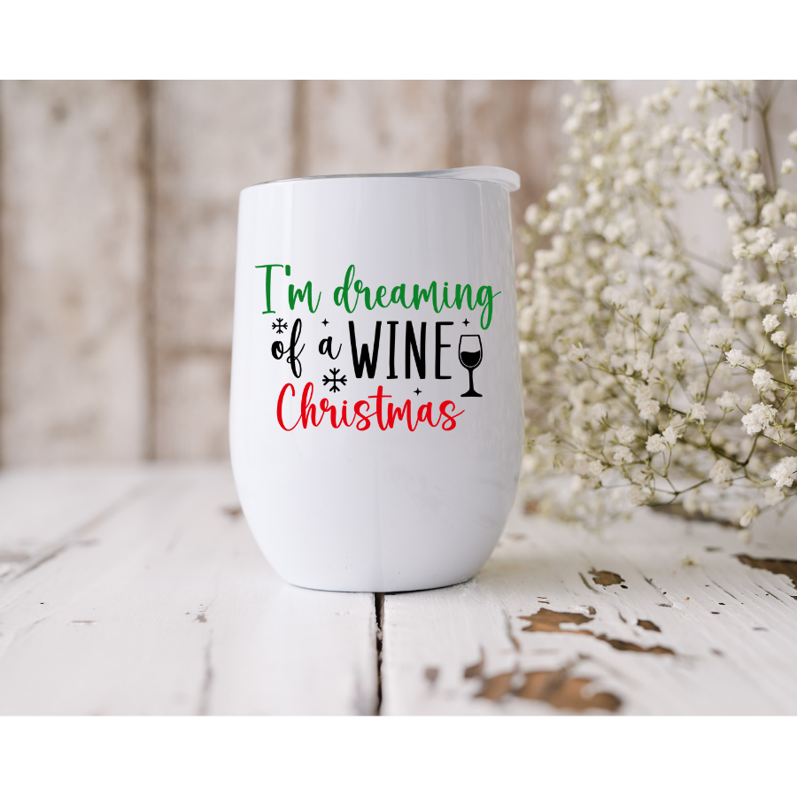 I'm Dreaming Of Wine For Christmas UV DTF Wine Tumbler Decal