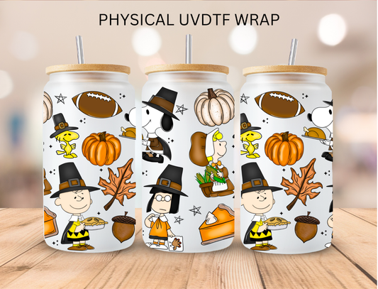 Thanksgiving Peanut Dog - 16 oz / 20 oz Libby UV DTF Wrap