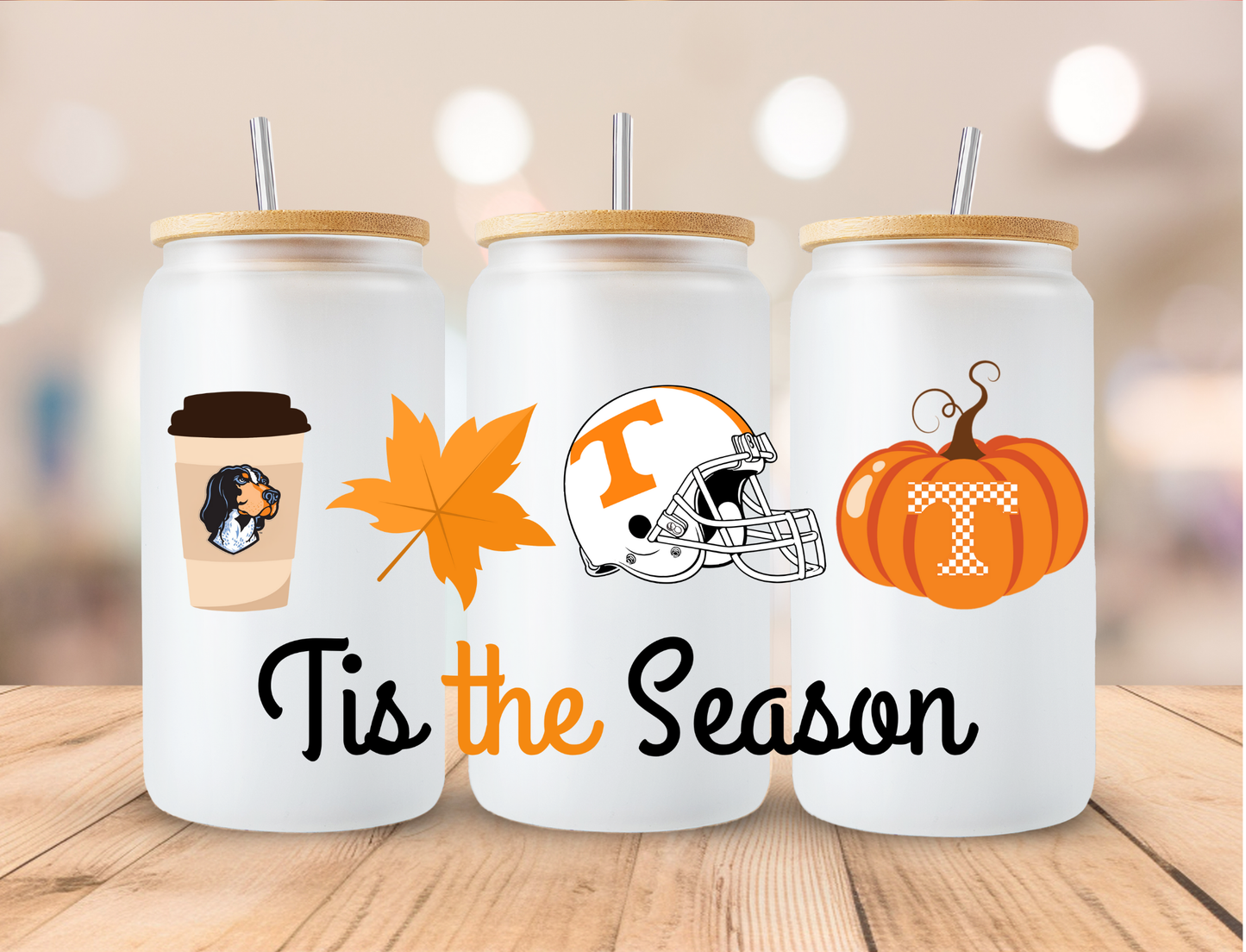 Football Tis The Season Vols - 16 oz / 20 oz Libby UV DTF Wrap