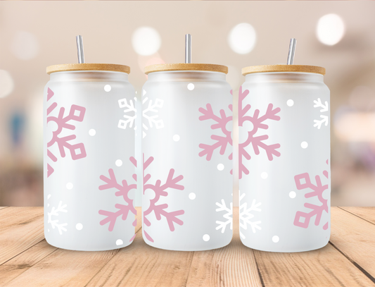 Christmas Mouse Snowflakes - 16oz Libby UV DTF Wrap