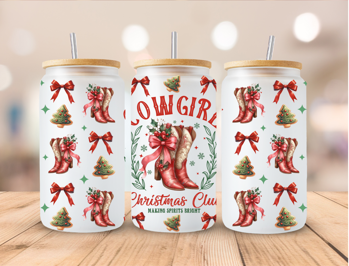 Christmas Cowgirl Christmas Club - 16 oz / 20 oz Libby UV DTF Wrap