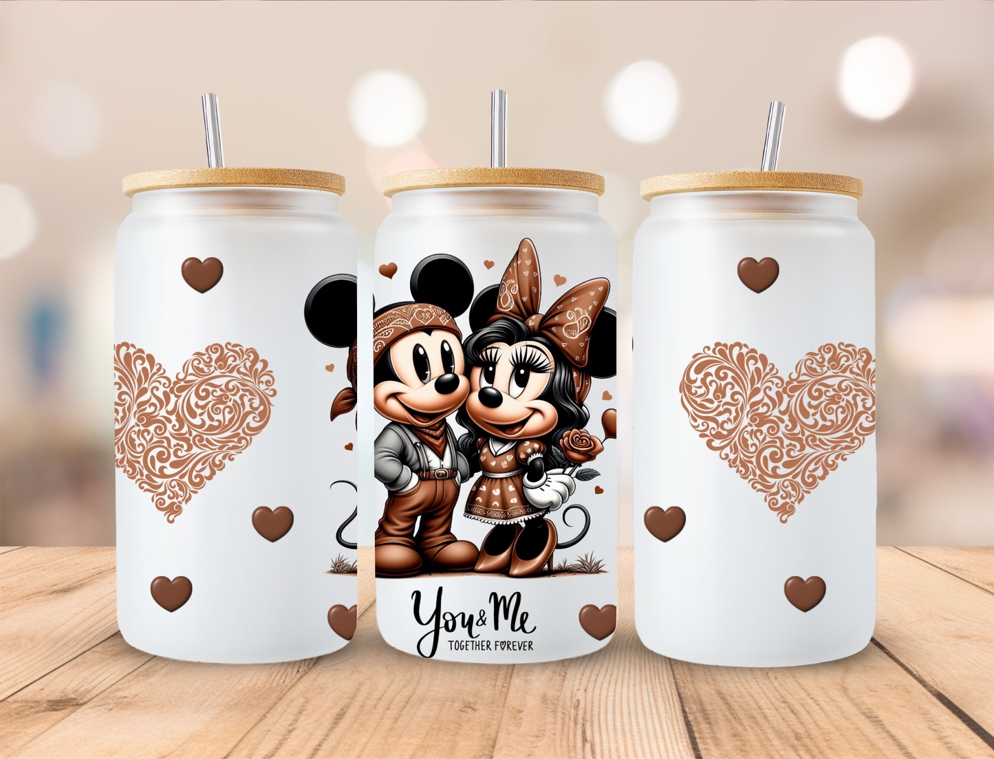 Valentines Mouse Couple Together Forever - 16 oz / 20 oz Libby UV DTF Wrap