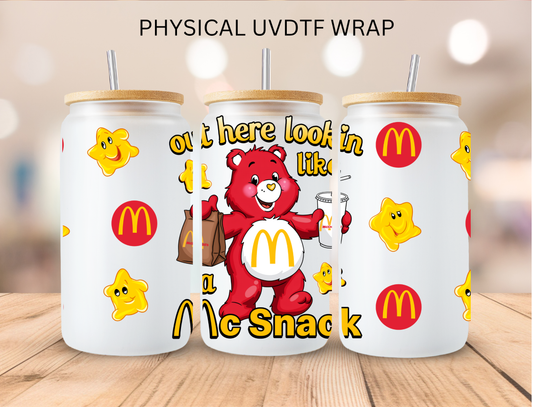 Red Bear Out Here Looking Like A Mc Snack - 16 oz / 20 oz Libby UV DTF Wrap