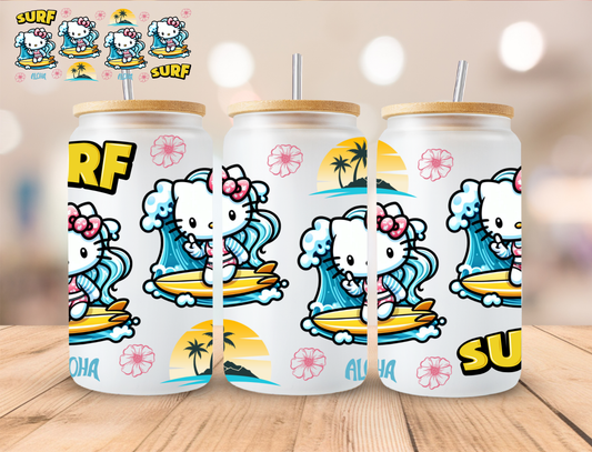 Surf Kitty - 16 oz / 20 oz Libby UV DTF Wrap