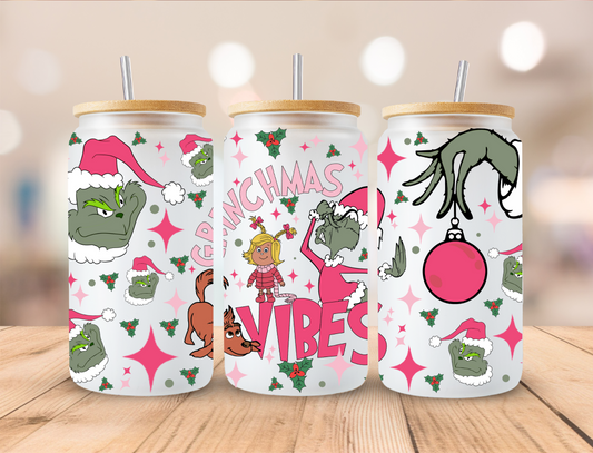 Christmas Mean Green Vibes - 16oz Libby UV DTF Wrap