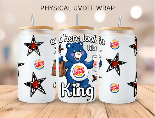 Blue Bear Out Here looking Like A King - 16 oz / 20 oz Libby UV DTF Wrap
