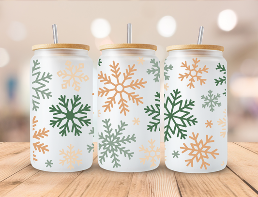 Christmas Snowflakes - 16oz Libby UV DTF Wrap