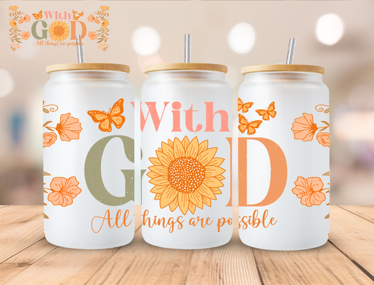 Faith With God - 16 oz / 20 oz Libby UV DTF Wrap