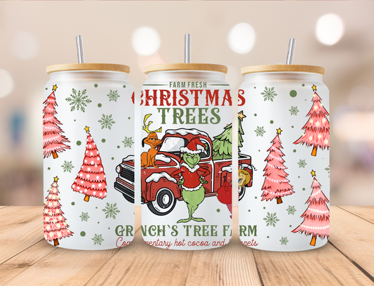 Christmas Trees Mean Green- 16oz Libby UV DTF Wrap