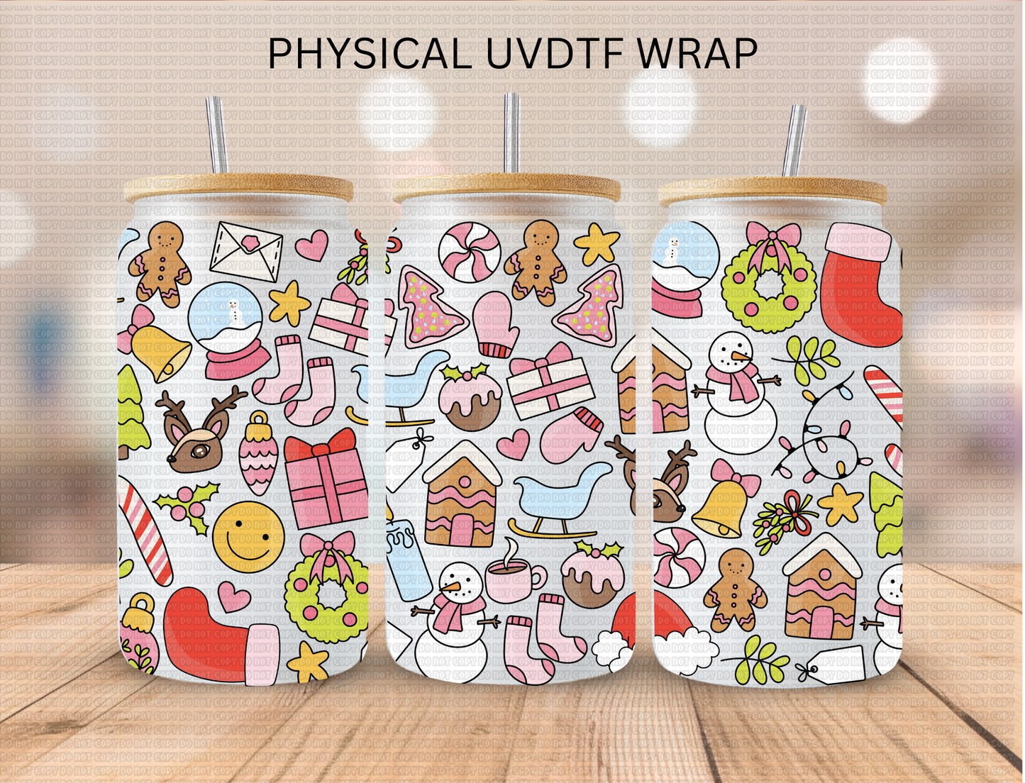 Christmas Aesthetic - 16 oz / 20 oz Libby UV DTF Wrap