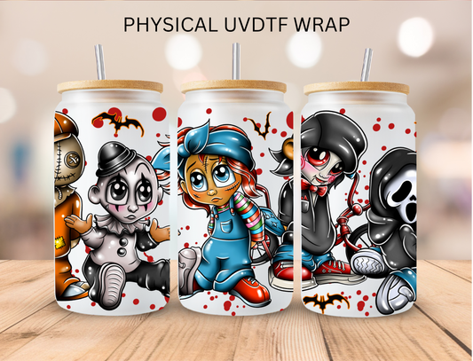 Halloween Horror Characters - 16 oz / 20 oz Libby UV DTF Wrap