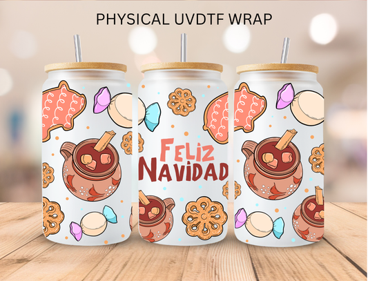 Christmas Feliz Navidad - 16 oz / 20 oz Libby UV DTF Wrap