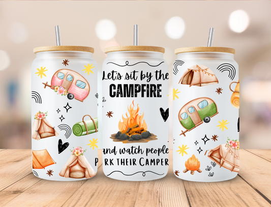 Let's Sit By The Campfire - 16 oz Libby UV DTF Wrap
