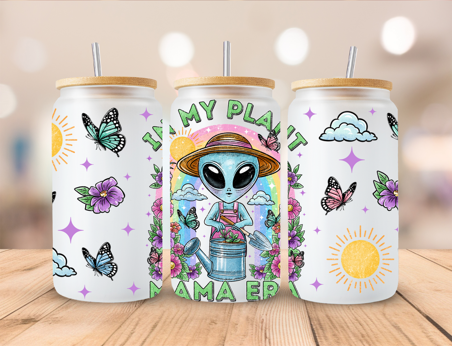 Alien Plant Mama - 16 oz / 20 oz Libby UV DTF Wrap GRAVITEES EXCLUSIVE DESIGN