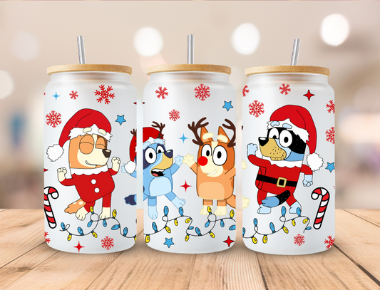 Dog Christmas - 16oz Libby UV DTF Wrap