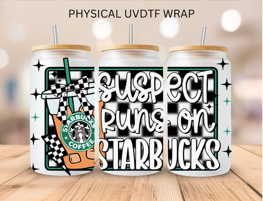 Suspect Runs On Collection Ice Cofee - 16 oz / 20 oz Libby UV DTF Wrap