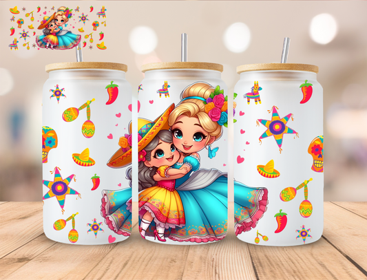 Cinco De Mayo Glass Slipper Princess- 16 oz / 20 oz Libby UV DTF Wrap