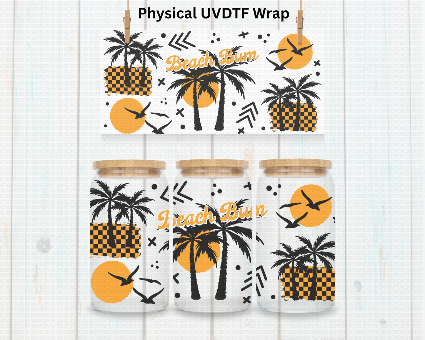 Summer Palm Trees Beach Bum - 16 oz / 20 oz Libby UV DTF