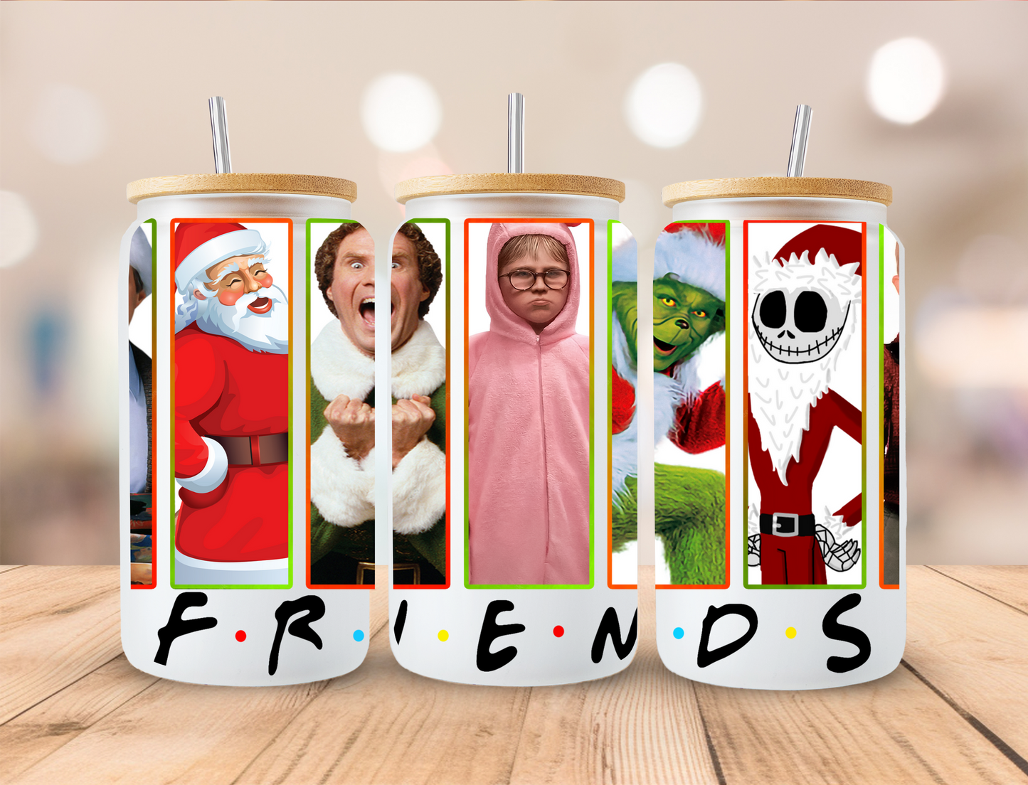 Christmas Friends - 16oz Libby UV DTF Wrap