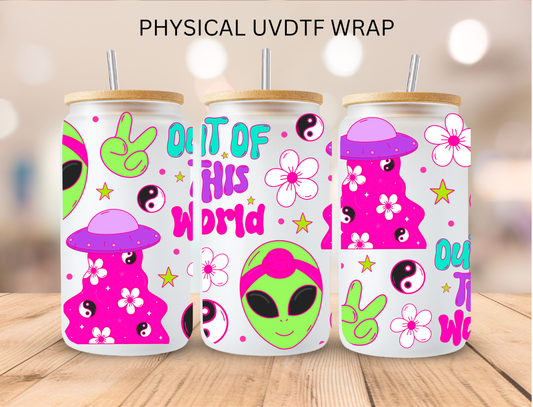 Hippie Aliens Out Of This World - 16 oz / 20 oz Libby UV DTF Wrap