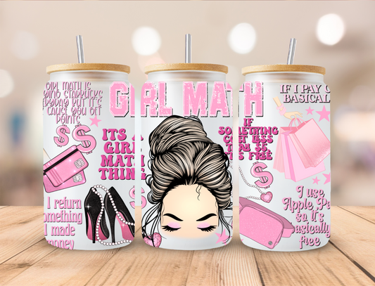 Girl Math - 16 oz / 20 oz Libby UV DTF Wrap