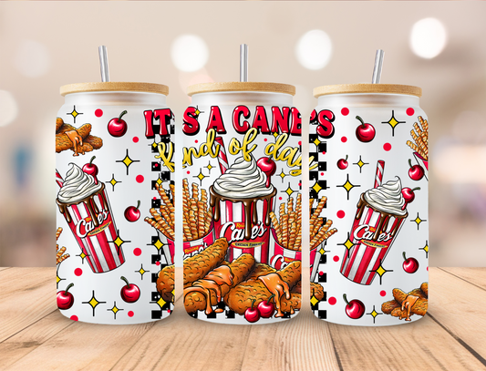 It's A Canes Kind Of Day- 16 oz Libby UV DTF Wrap EXCLUSIVE DESIGNED