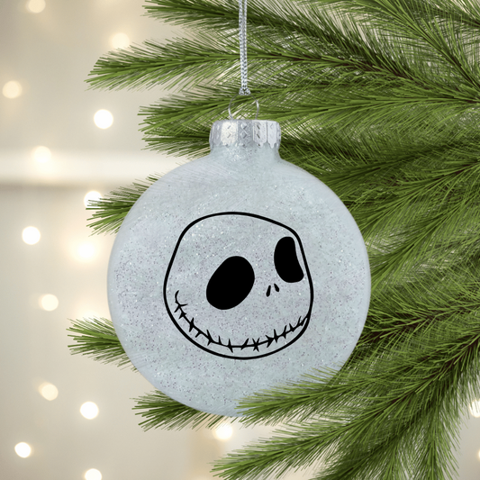 Round Skeleton Face UV DTF Christmas Ornament Decal