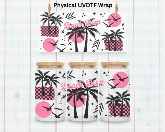 Pink Summer Palm Trees Beach Bum - 16 oz / 20 oz Libby UV DTF