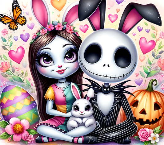 Easter Print Skeleton Couple Bunny - 20 Oz Straight Sublimation Transfer