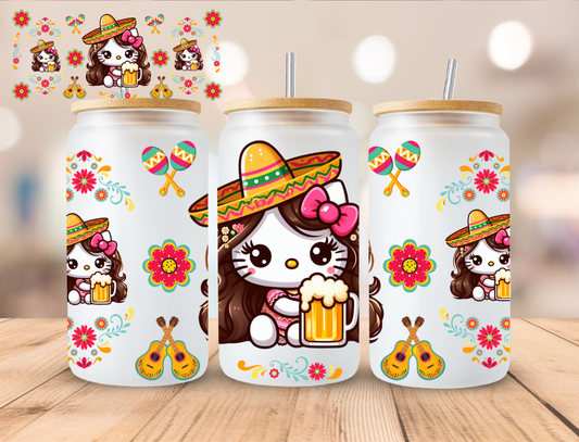 Mexicano Kitty - 16 oz / 20 oz Libby UV DTF Wrap
