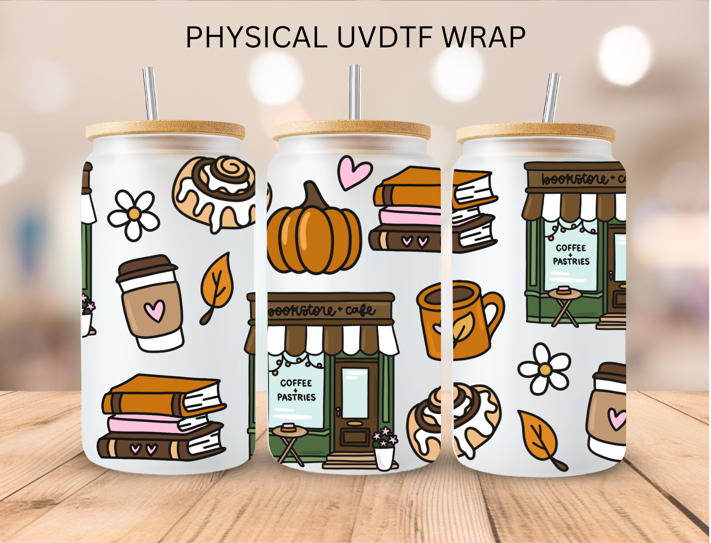 Bookstore Cafe - 16 oz / 20 oz Libby UV DTF Wrap