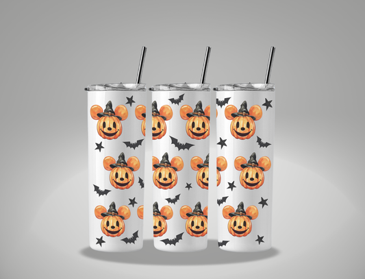 Halloween Smiley Pumpkin - 20oz Skinny Tumbler / 25 Oz Glass Tumbler Wrap