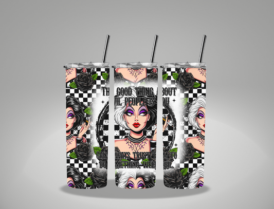 Bad Girls Collection Checkered Dog Villain - 20oz Skinny Tumbler Wrap CSTAGE EXCLUSIVE