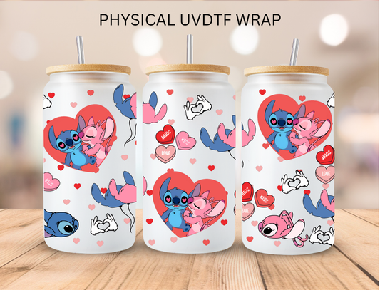 Valentines Blue Alien Girlfriend Love - 16 oz / 20 oz Libby UV DTF Wrap