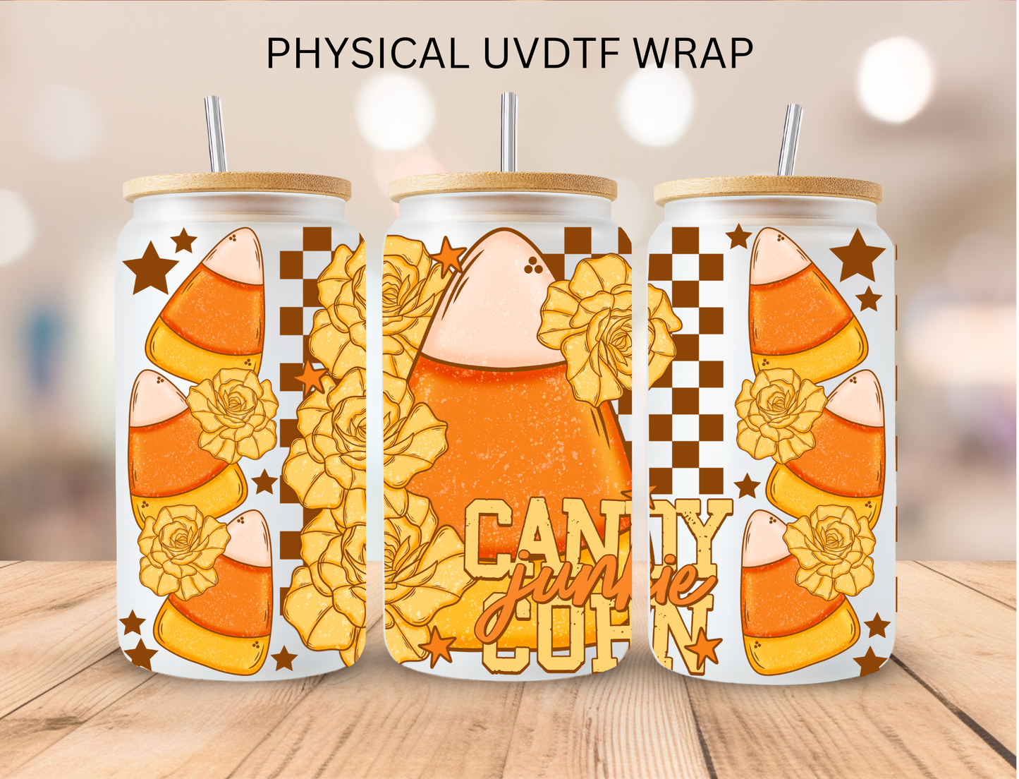 Fall Candy Corn - 16 oz / 20 oz Libby UV DTF Wrap