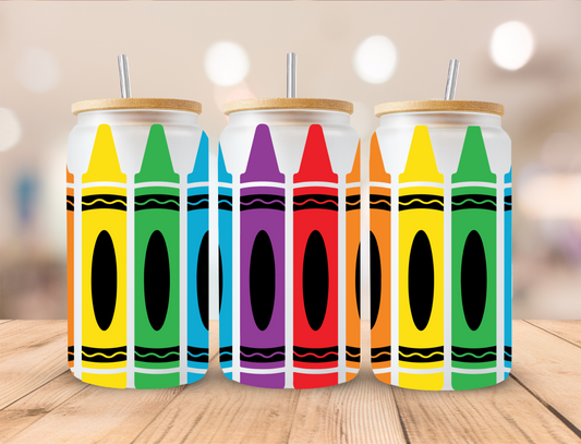 School Big Crayons - 16 oz Libby UV DTF Wrap