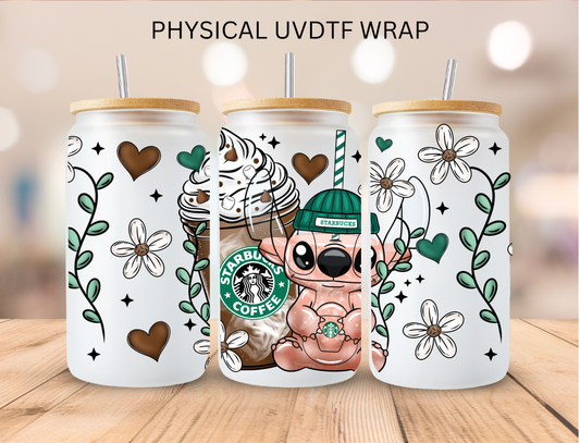 Iced Coffee Alien - 16 oz / 20 oz Libby UV DTF
