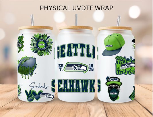 Seattle Seahawks NFL Team - 16 oz / 20 oz Libby UV DTF Wrap