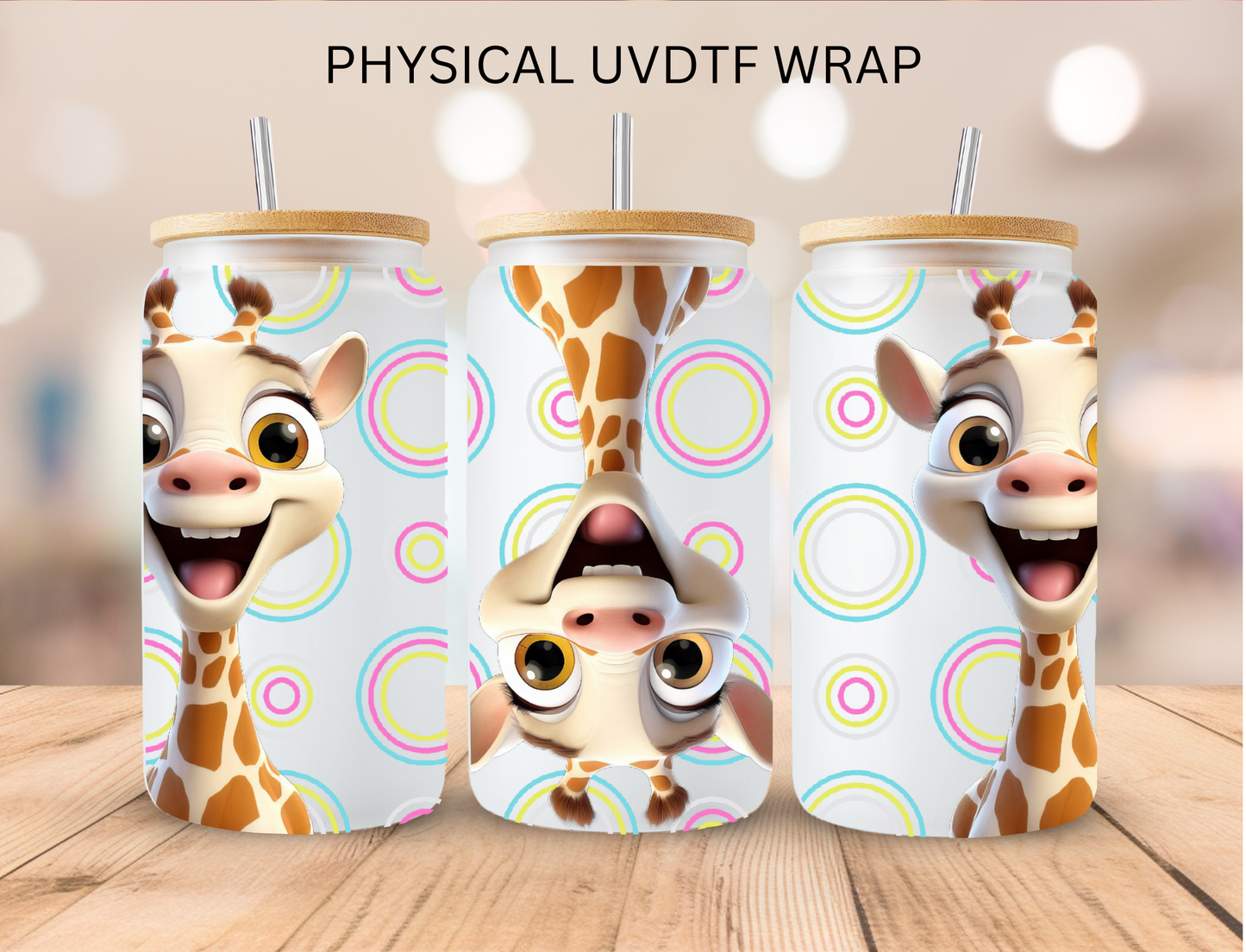 Polka Dot Giraffe - 16 oz / 20 oz Libby UV DTF Wrap