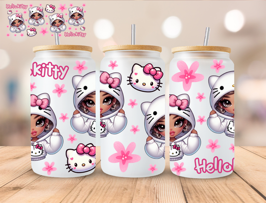 Girl In Kitty Costume - 16 oz / 20 oz Libby UV DTF Wrap