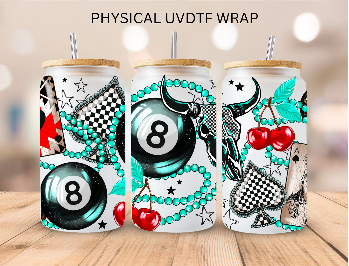 Western Cherry Eight Ball - 16 oz / 20 oz Libby UV DTF