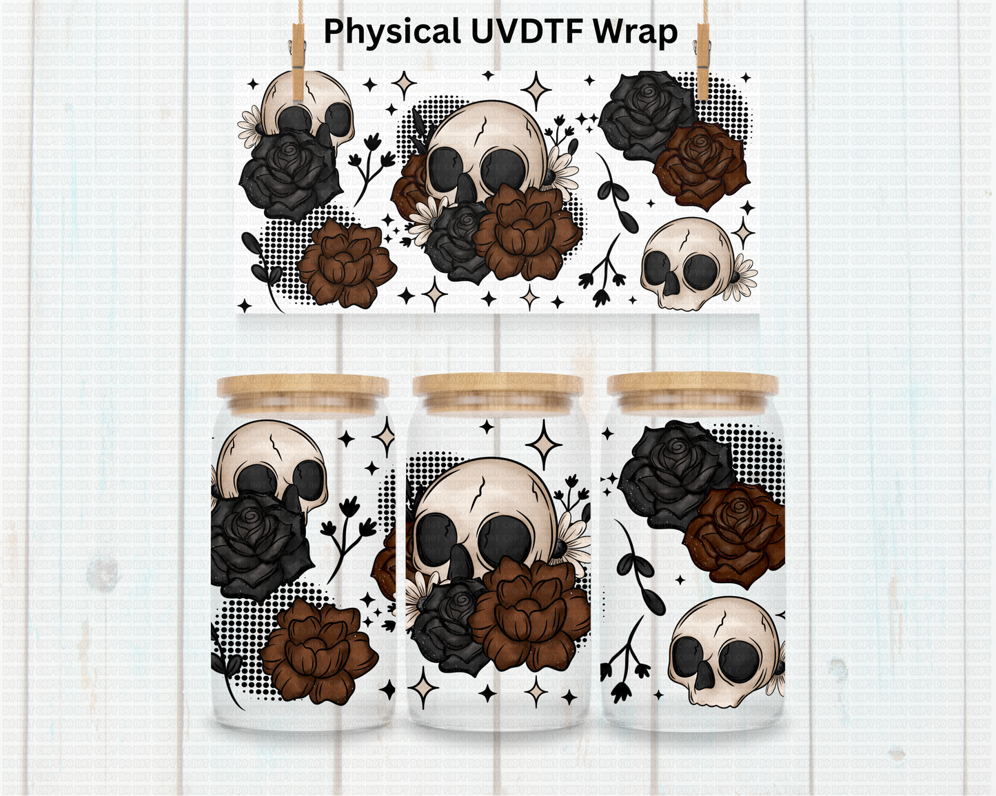 Skellie With Roses - 16 oz / 20 oz Libby UV DTF