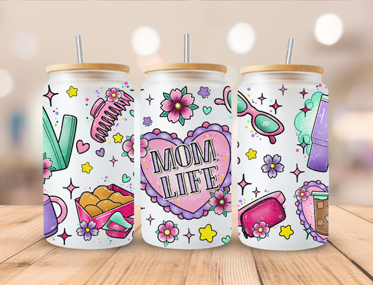 Mom Life Mashup - 16 oz / 20 oz Libby UV DTF Wrap GRAVITEES EXCLUSIVE DESIGN