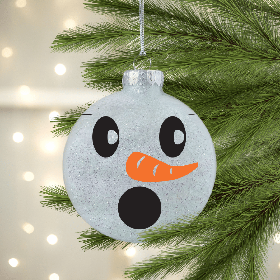 Shocked Snowman Face UV DTF Christmas Ornament Decal