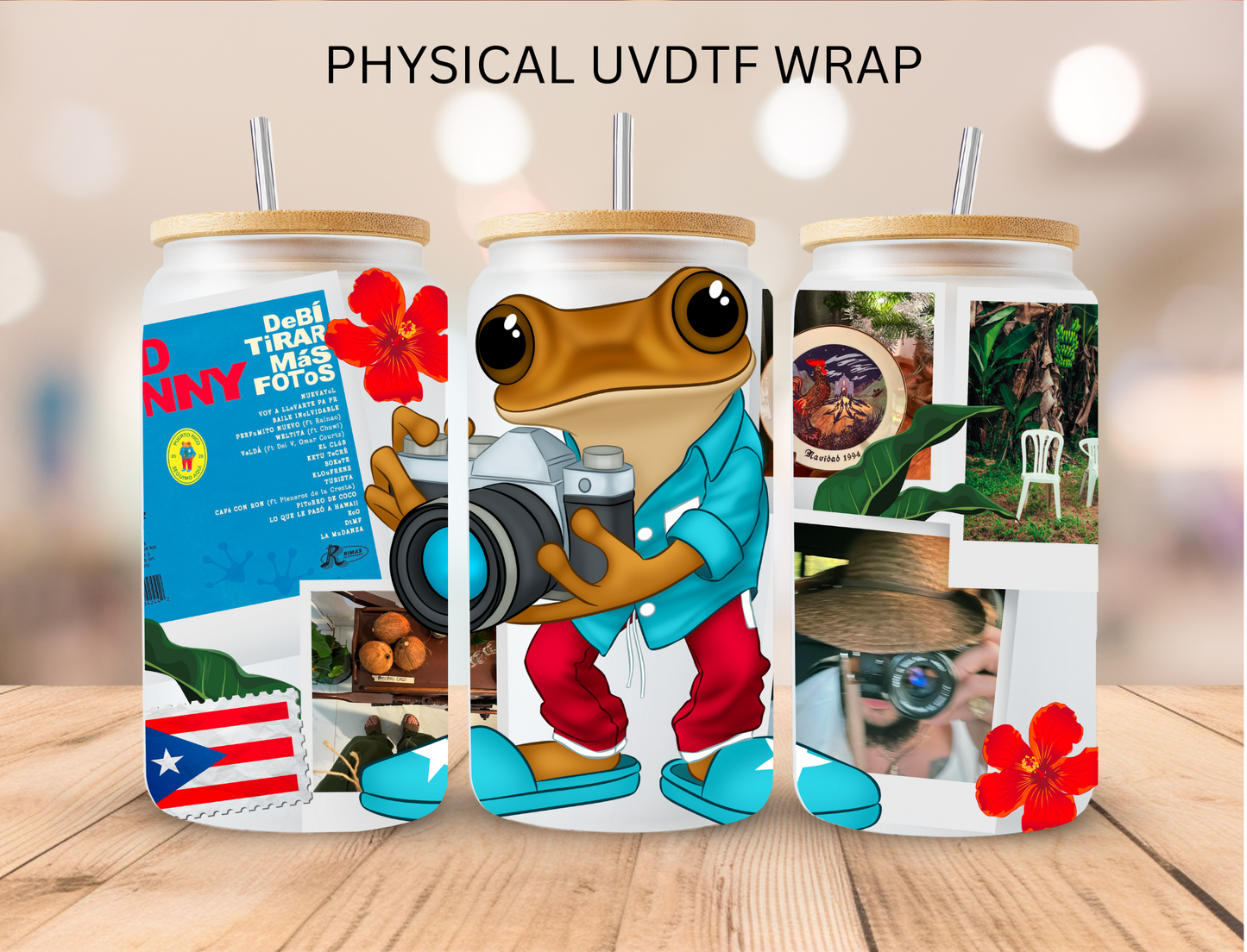 Puerto Rican Frog - 16 oz / 20 oz Libby UV DTF