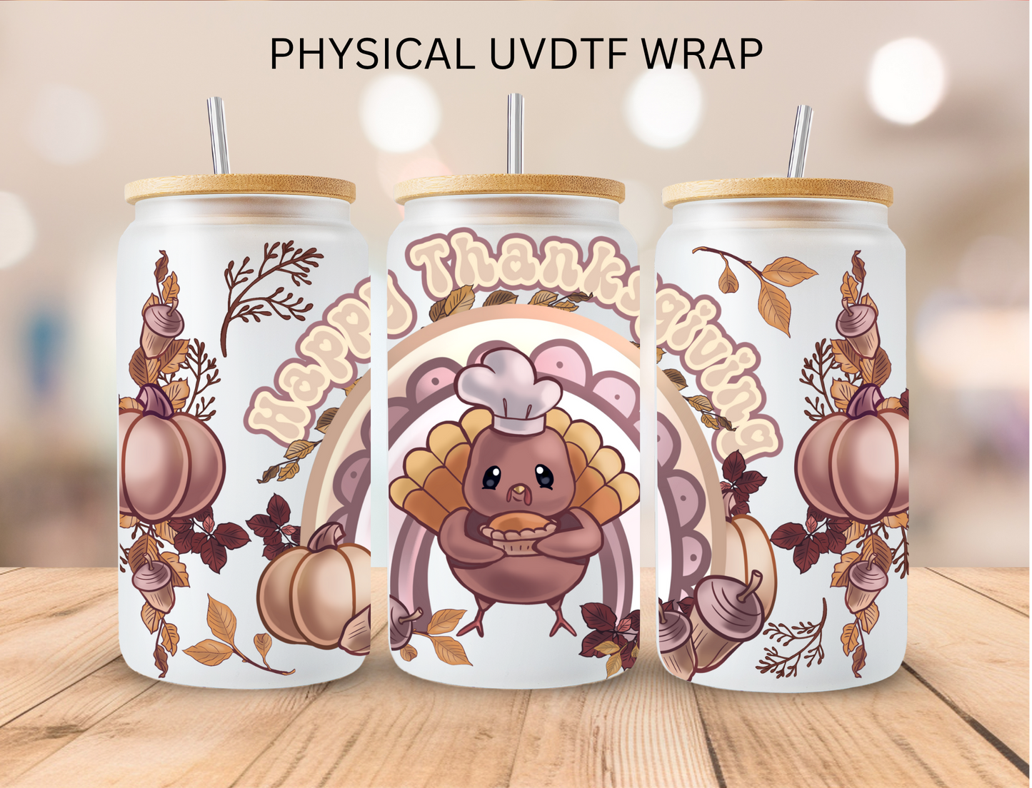 Thanksgiving Turkey - 16 oz / 20 oz Libby UV DTF Wrap