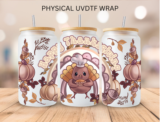 Thanksgiving Turkey - 16 oz / 20 oz Libby UV DTF Wrap