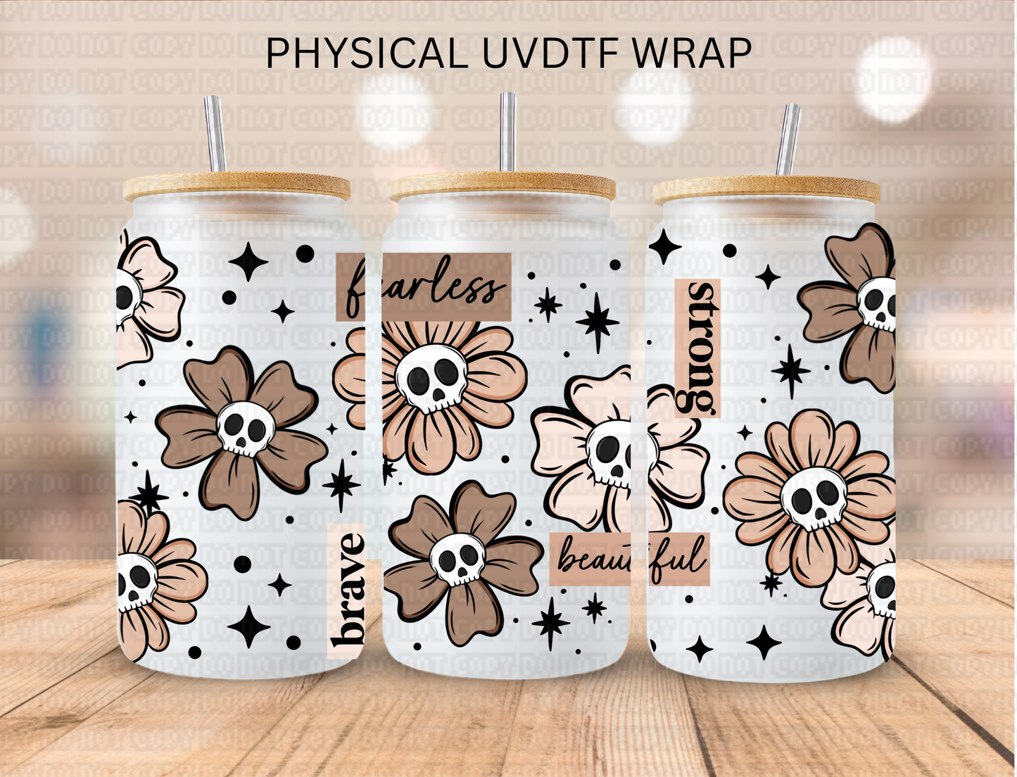 Skellie Floral Neutral Affirmations - 16 oz / 20 oz Libby UV DTF