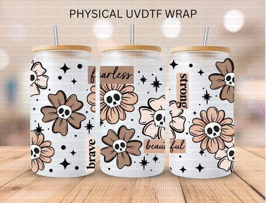 Skellie Floral Neutral Affirmations - 16 oz / 20 oz Libby UV DTF
