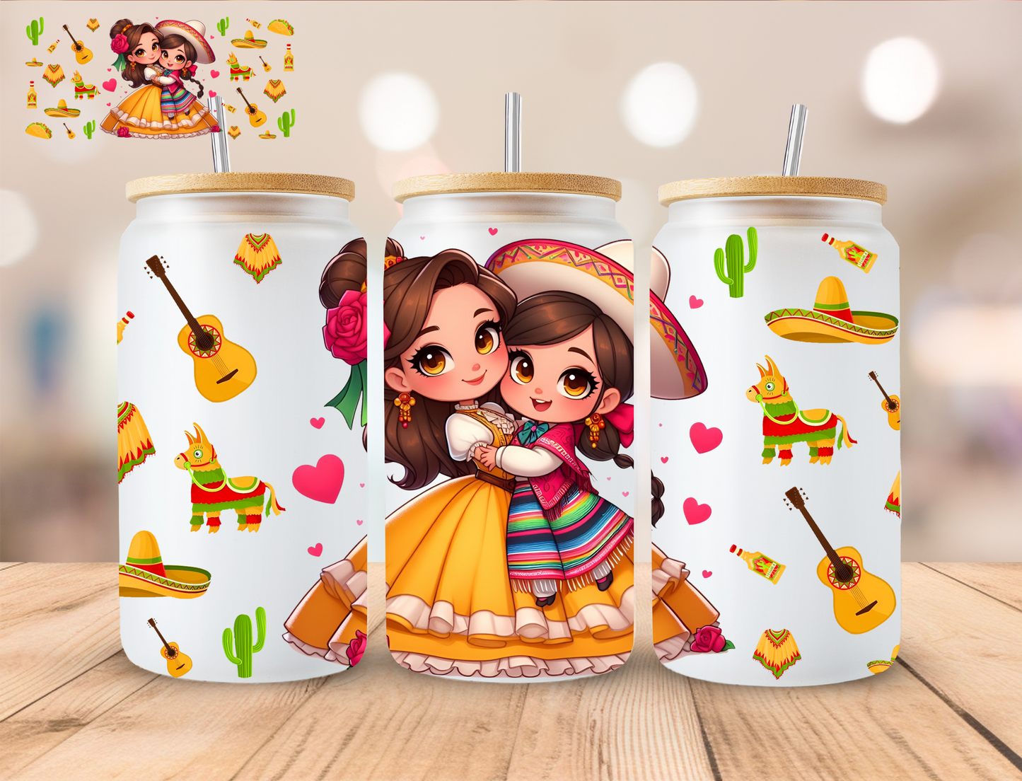 Cinco De Mayo Beast Princess - 16 oz / 20 oz Libby UV DTF Wrap